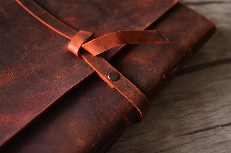 Vintage Personalized Red Leather Memorial Photo Album