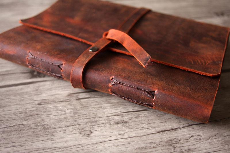 Vintage Personalized Red Leather Memorial Photo Album