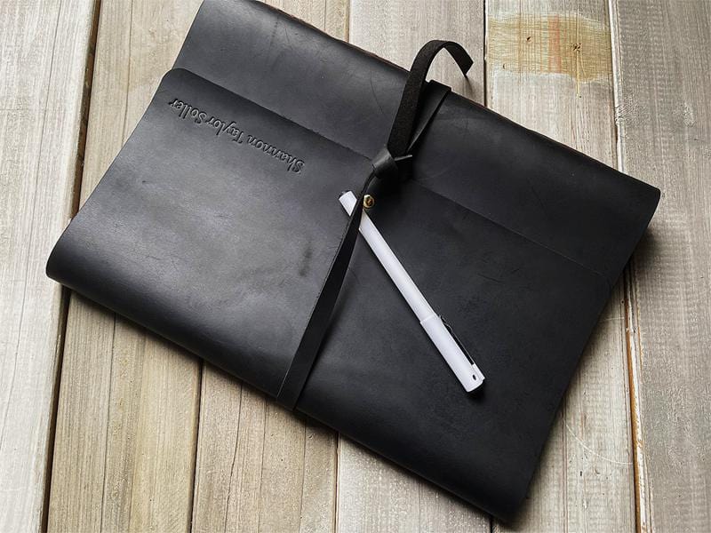 Personalized Black Leather Wrap Journal