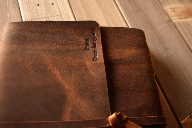 Rustic Brown Custom Leather Bound Photo Albums