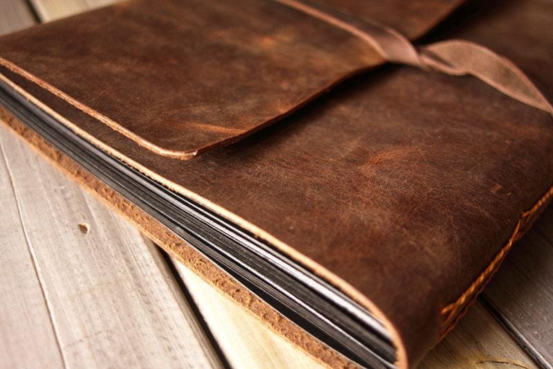 Rustic Brown Custom Leather Bound Photo Albums