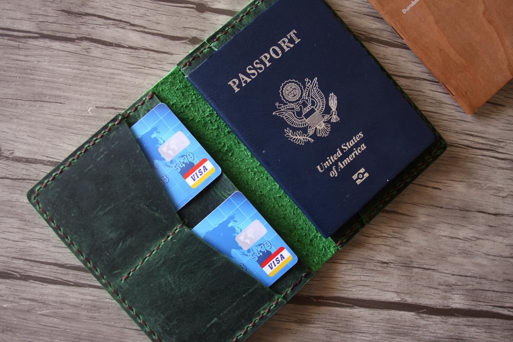 Personalized Leather Passport Sleeve Cover