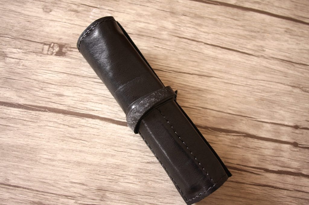 Leather Pencil Roll Case Pouch