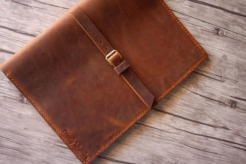 Custom Embossed Brown Leather Portfolio Holder