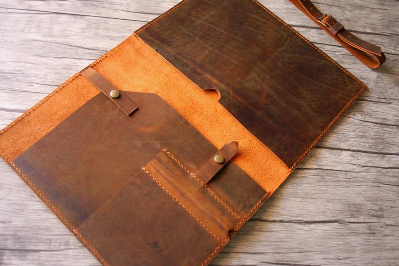 Custom Embossed Brown Leather Portfolio Holder
