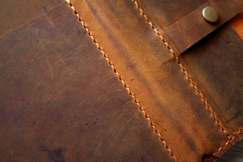 Custom Embossed Brown Leather Portfolio Holder
