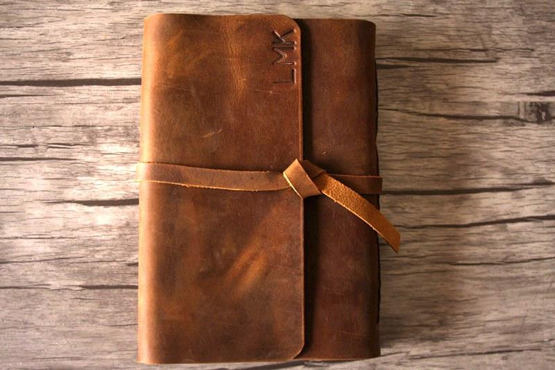 Embossed Brown Leather Retirement Guest Book