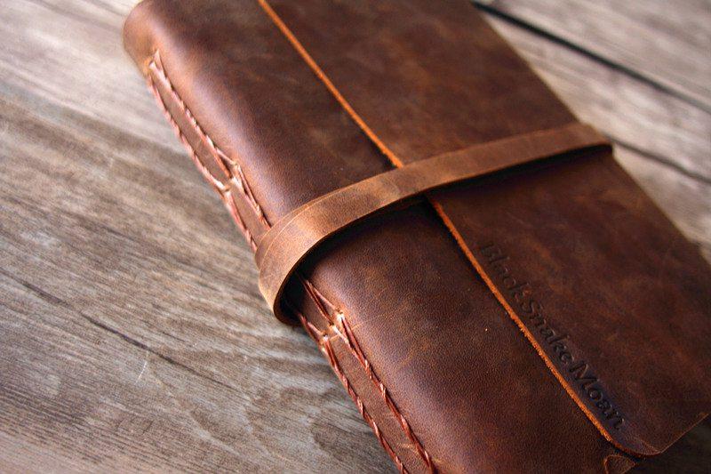 Old Looking Leather Rustic Celebration of Life Guest Book Photo Album