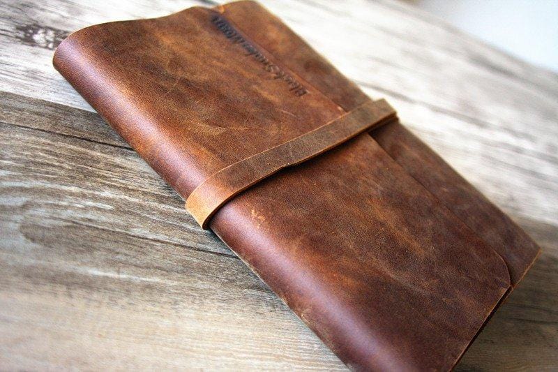 Old Looking Leather Rustic Celebration of Life Guest Book Photo Album