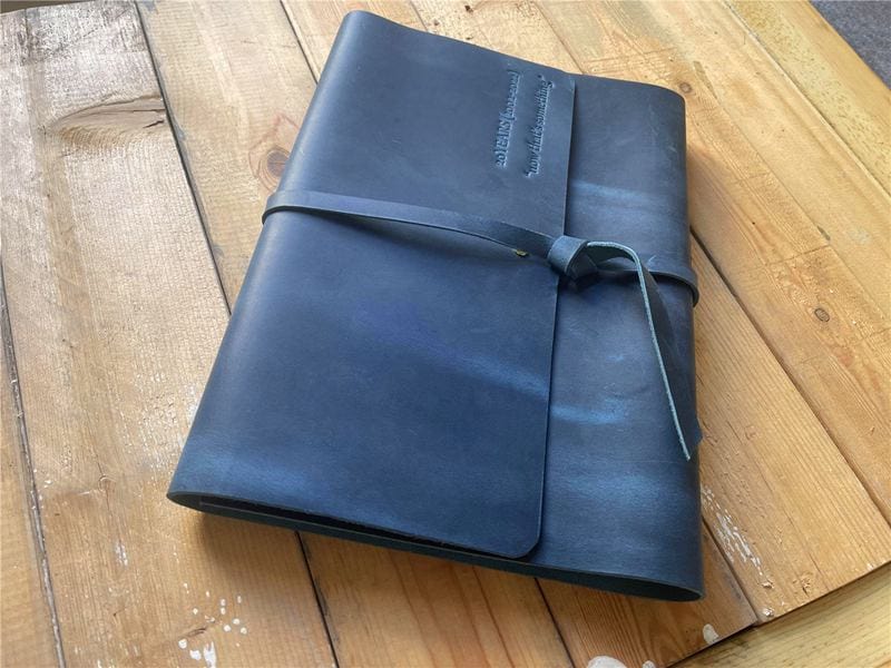 Custom Blue leather Bound Journal