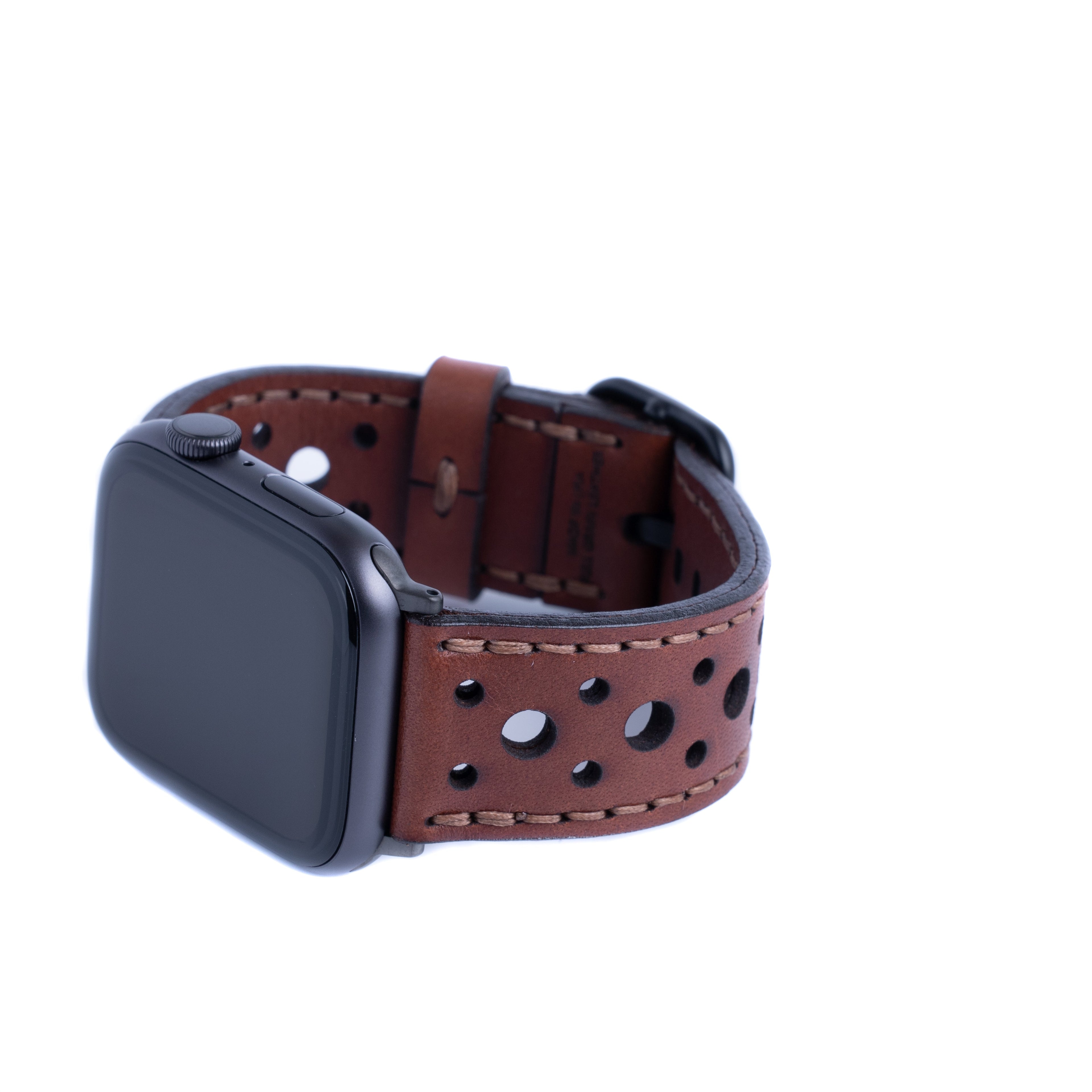 Leather Touring Apple Watch Band - Medium Brown