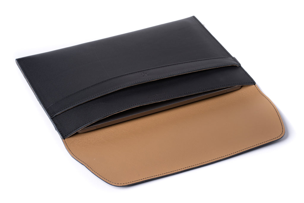 Leather MacBook Envelope Case - Midnight