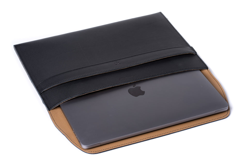 Leather MacBook Envelope Case - Midnight