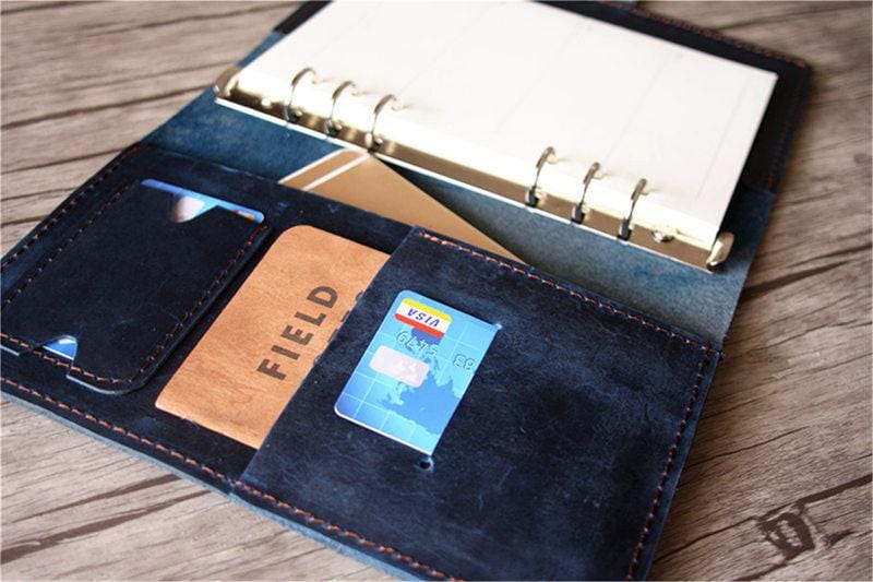 Handmade Blue Leather Notebook