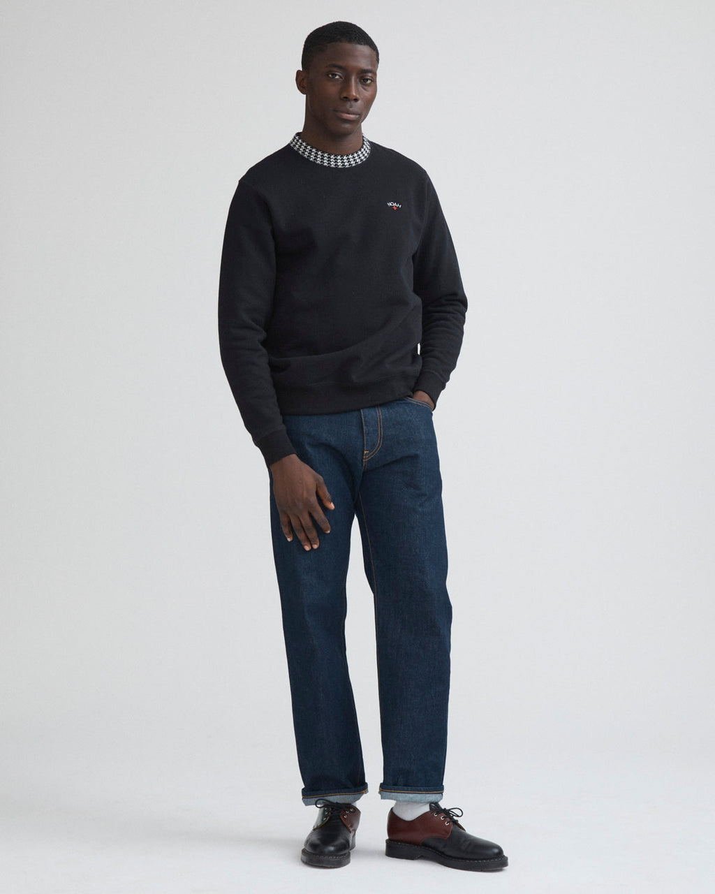 Houndstooth Collar Crewneck