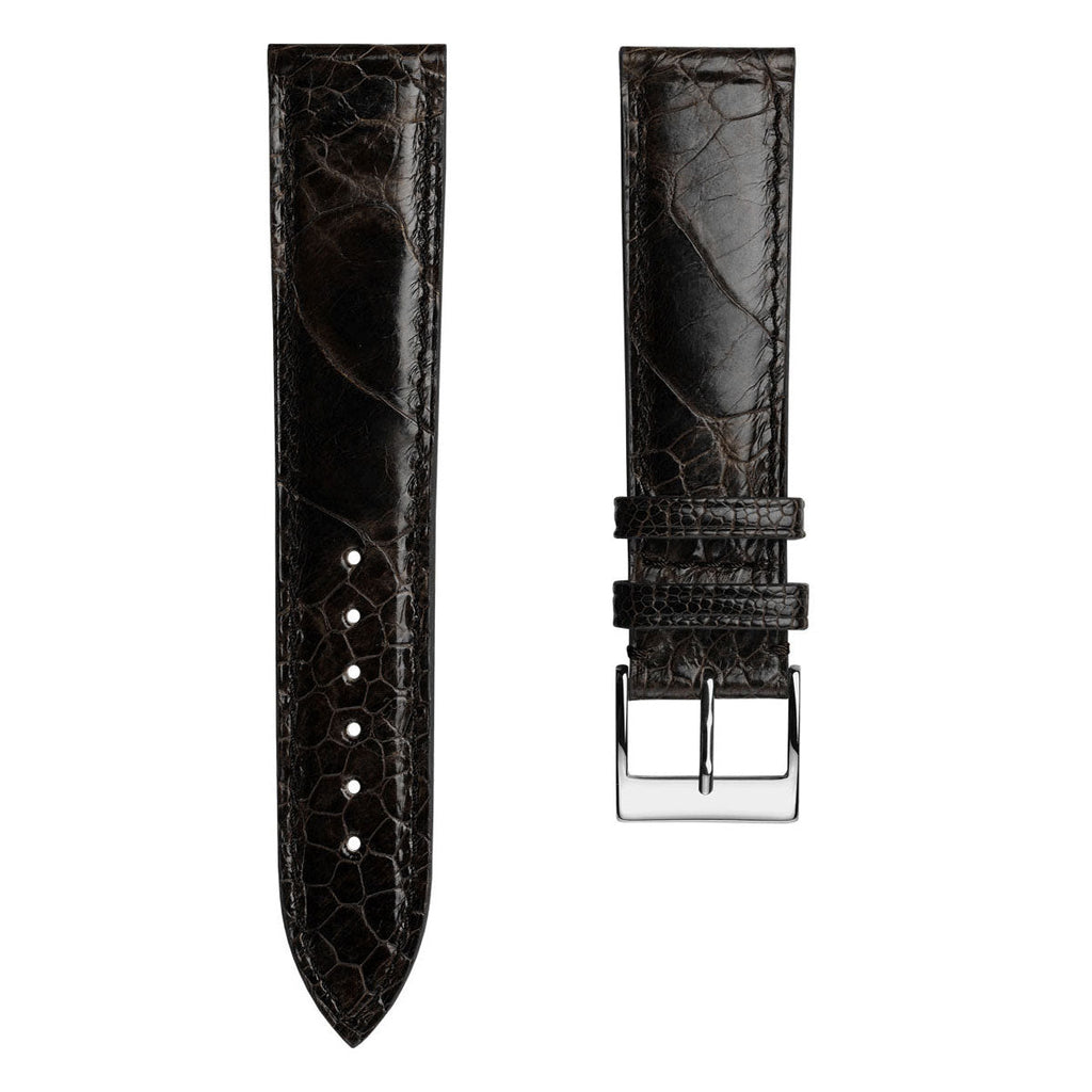 Bracelet en cuir fait main Durbuy Ostrich Leg - Couleur chocolat brillant