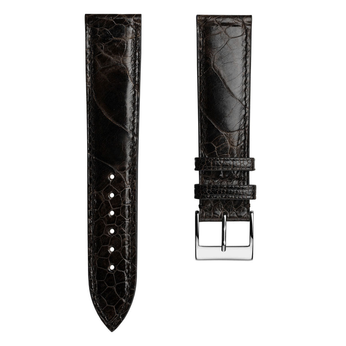 Bracelet en cuir fait main Durbuy Ostrich Leg - Couleur chocolat brillant