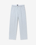 Seersucker Belted Single-Pleat Trousers
