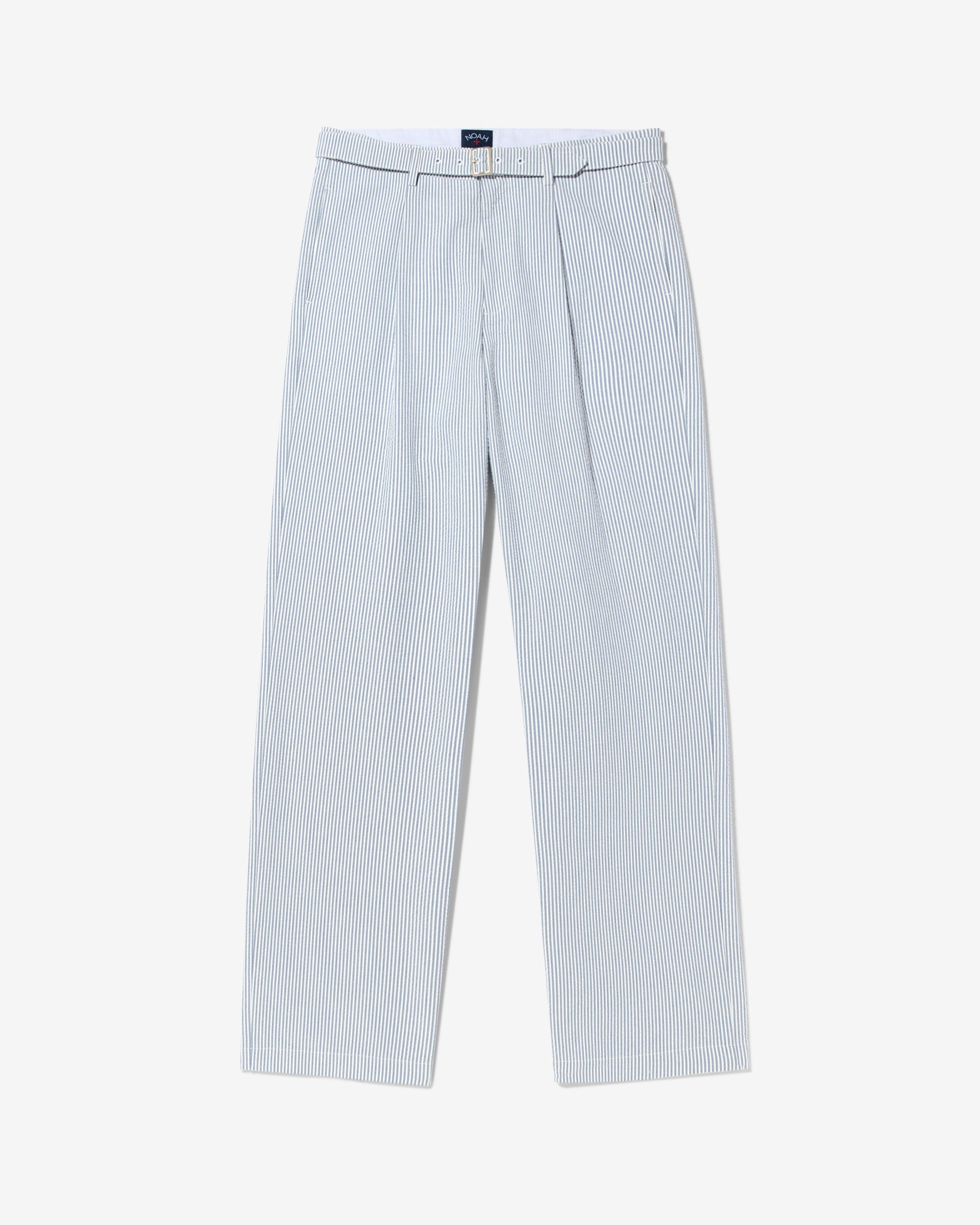 Seersucker Belted Single-Pleat Trousers