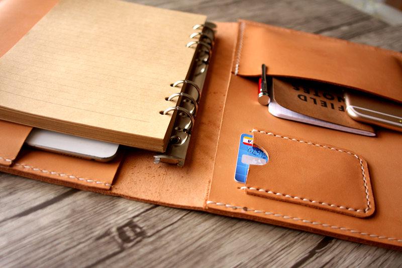 Personalized Italian Leather Ring Binder Portfolio