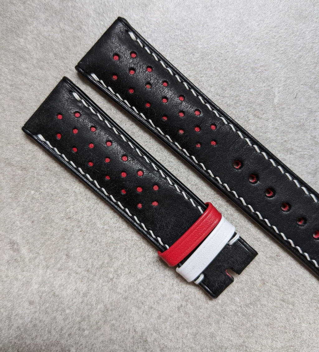 Pueblo Calfskin Strap - Black, Red & White Tin Tin