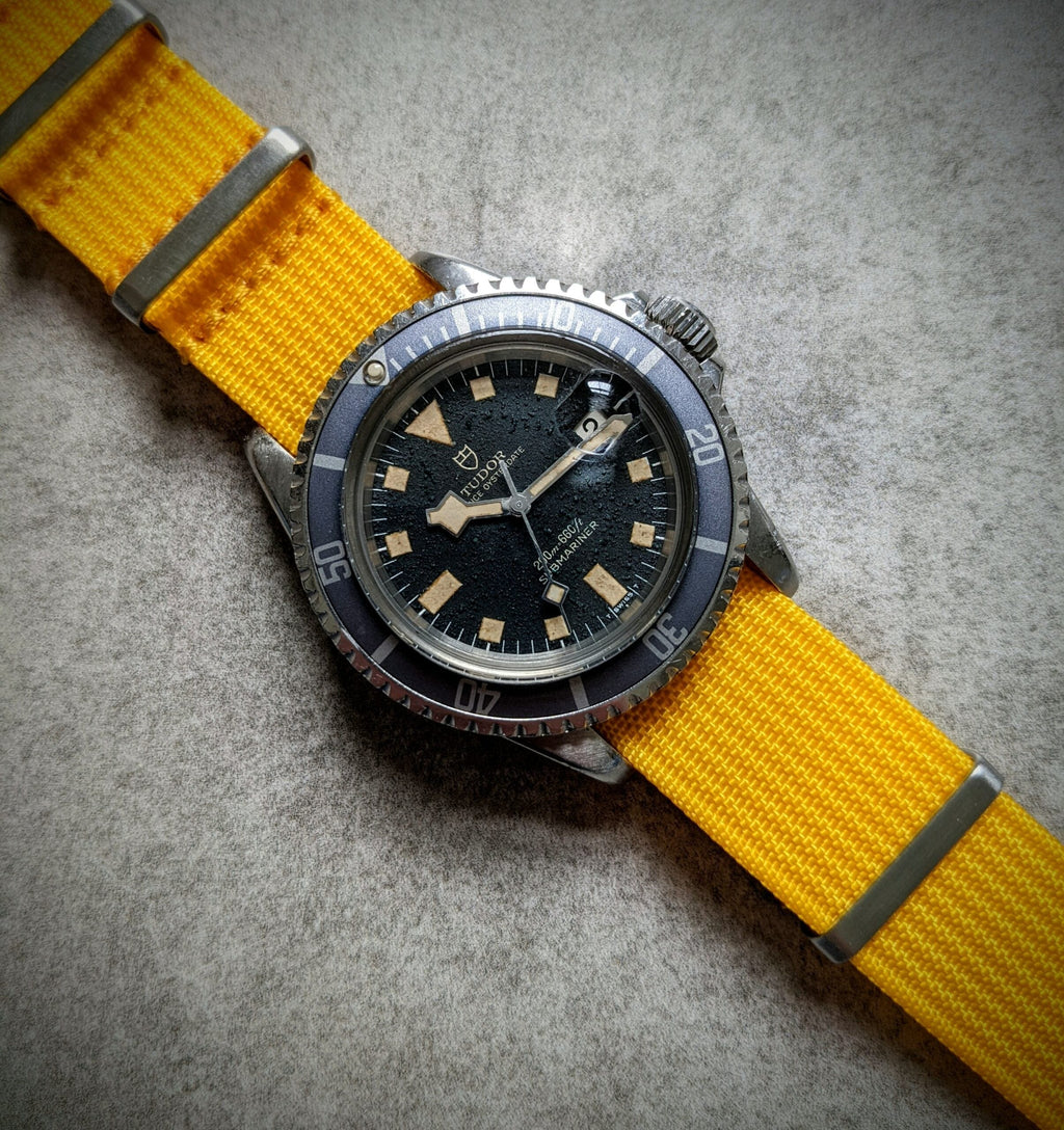 Premium Ribbed Fabric Watch Strap - Lemon Yellow