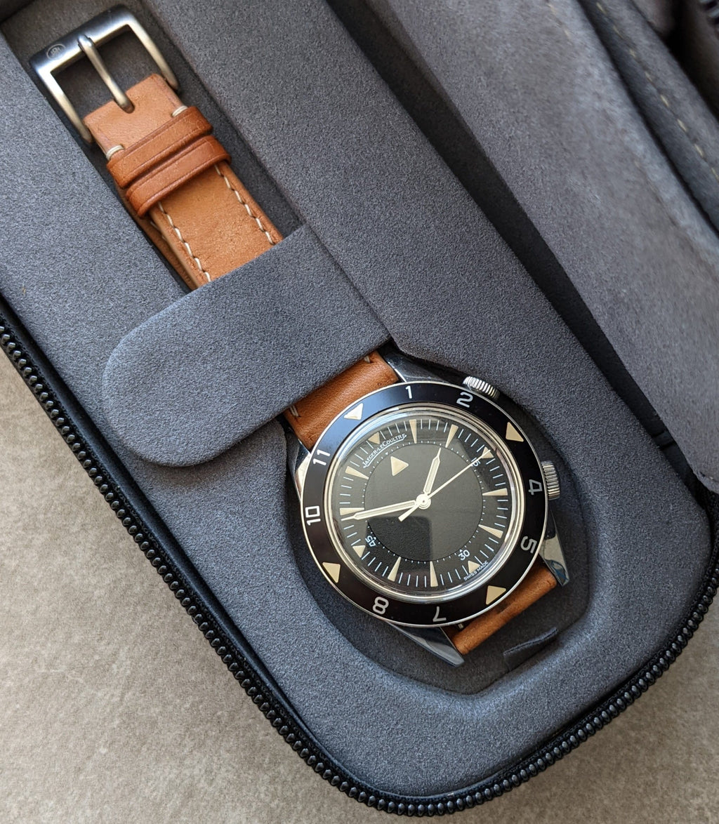 Black & Slate Travel Case - 2 Watch Zip Case