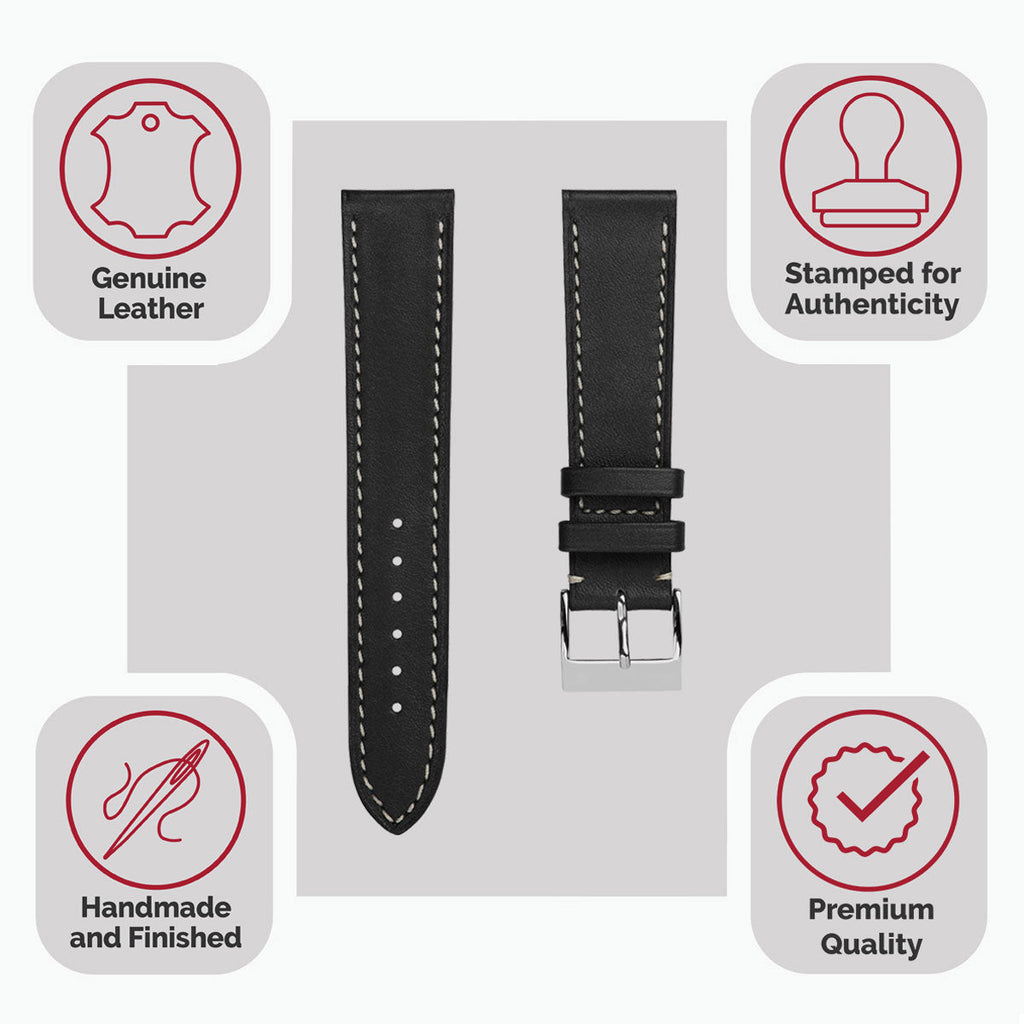 Rochefort Flat Patina Calf Leather Uhrenarmband - Anthrazit