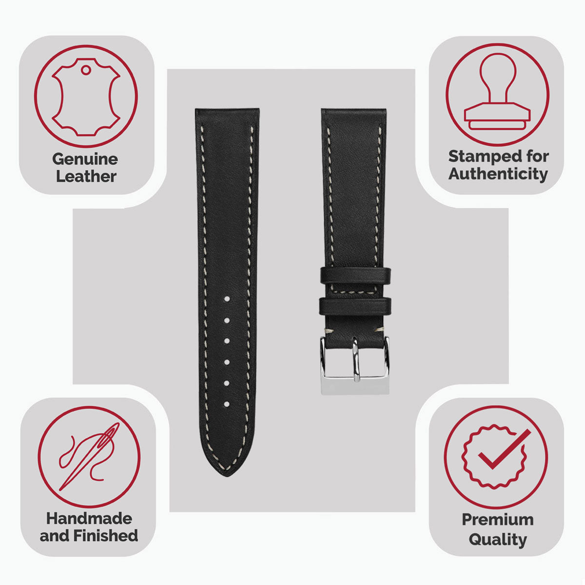 Rochefort Flat Patina Calf Leather Uhrenarmband - Anthrazit