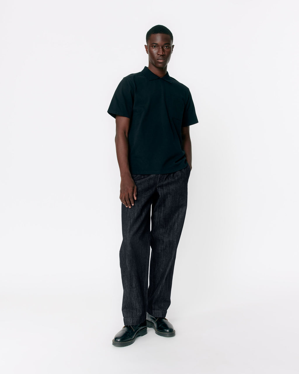 Double-Pleated Denim Pant
