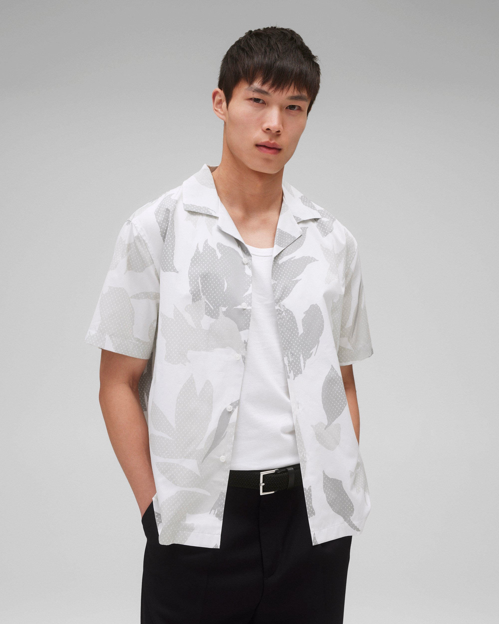 Cotton Poplin Botanical Relaxed Camp Shirt
