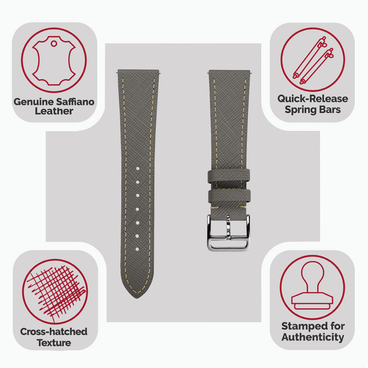 Montre en cuir Saffiano Grège de Brixham pour un style élégant et sophistiqué