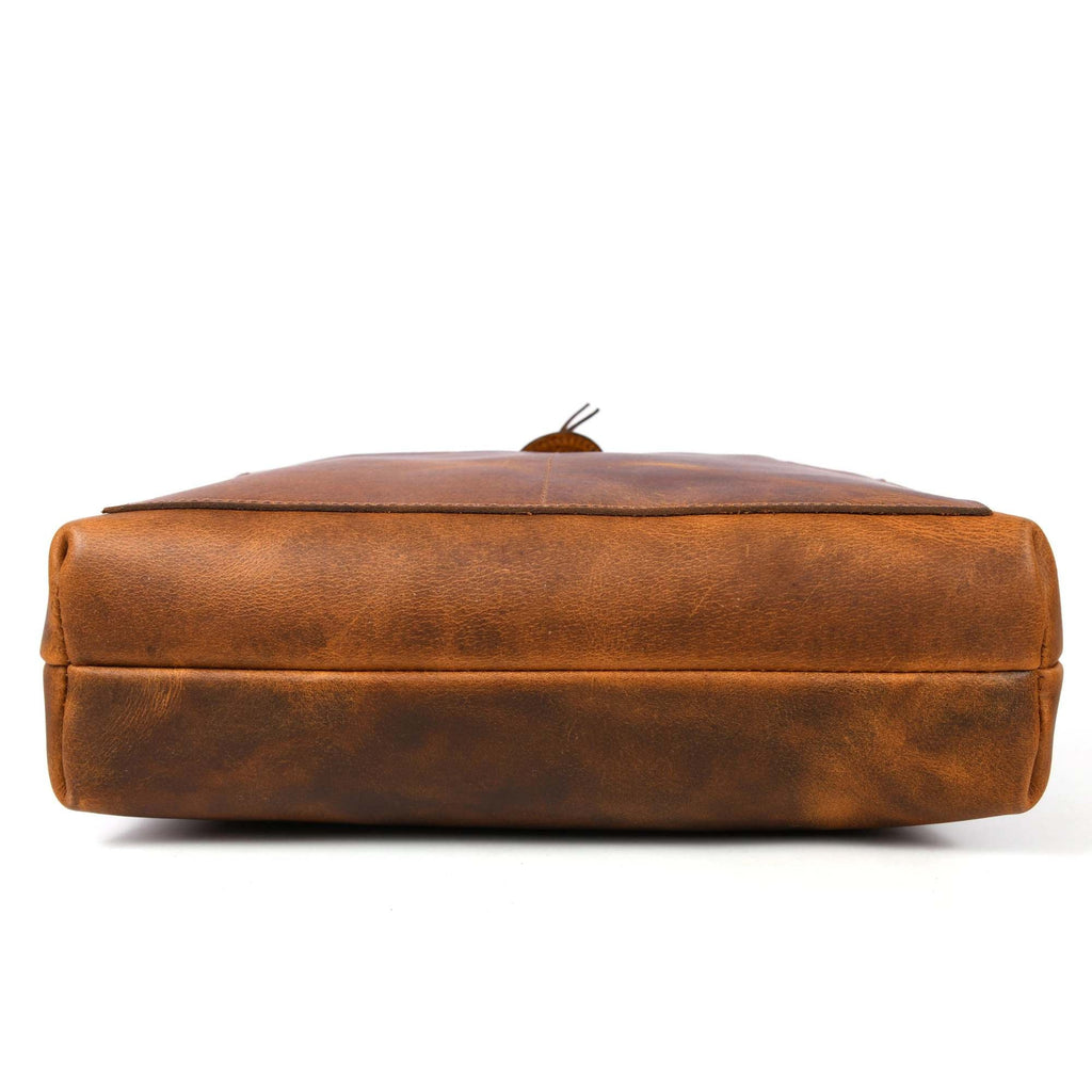Tolredo - Cognac Leather Tote Bag with Leather Closure