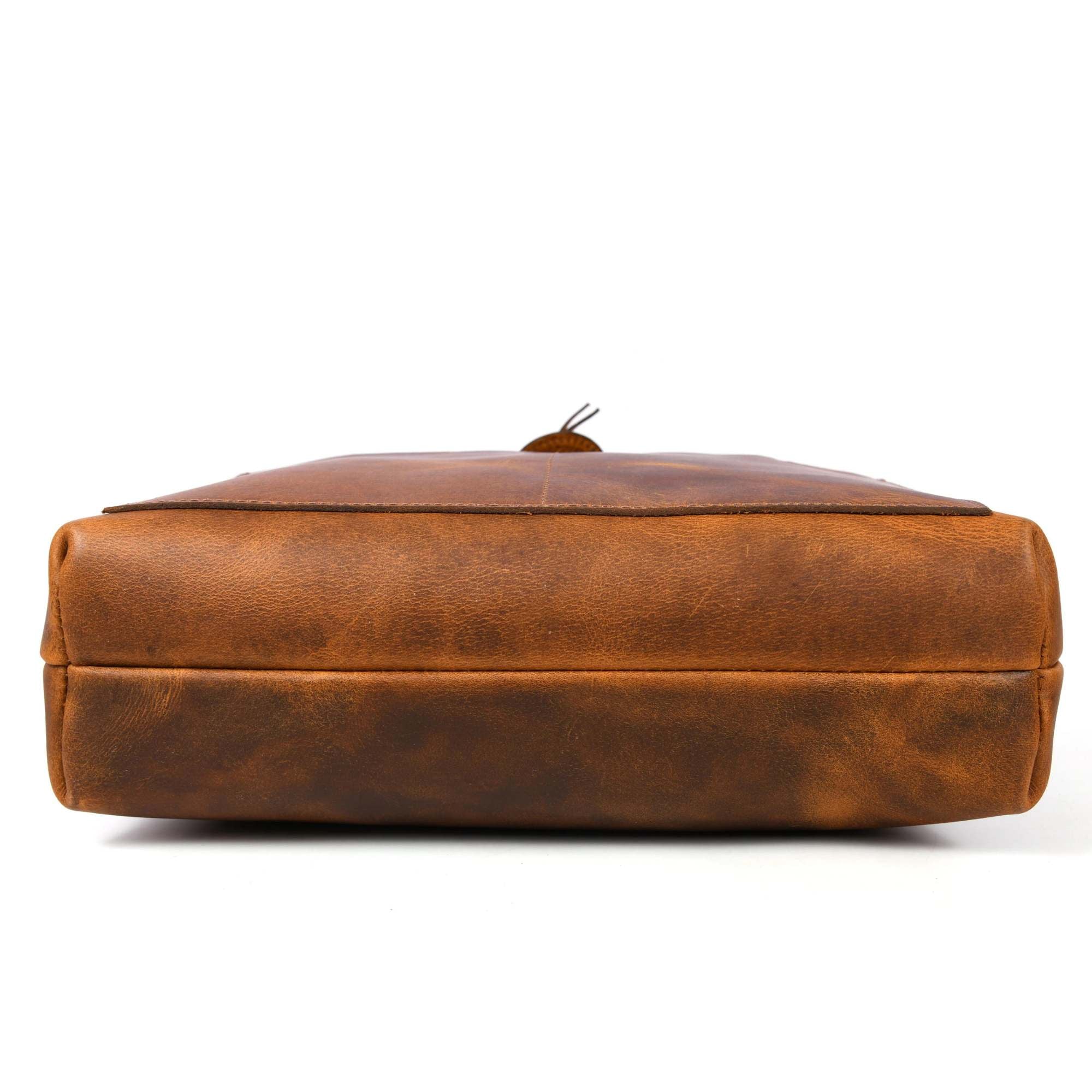 Tolredo - Cognac Leather Tote Bag with Leather Closure