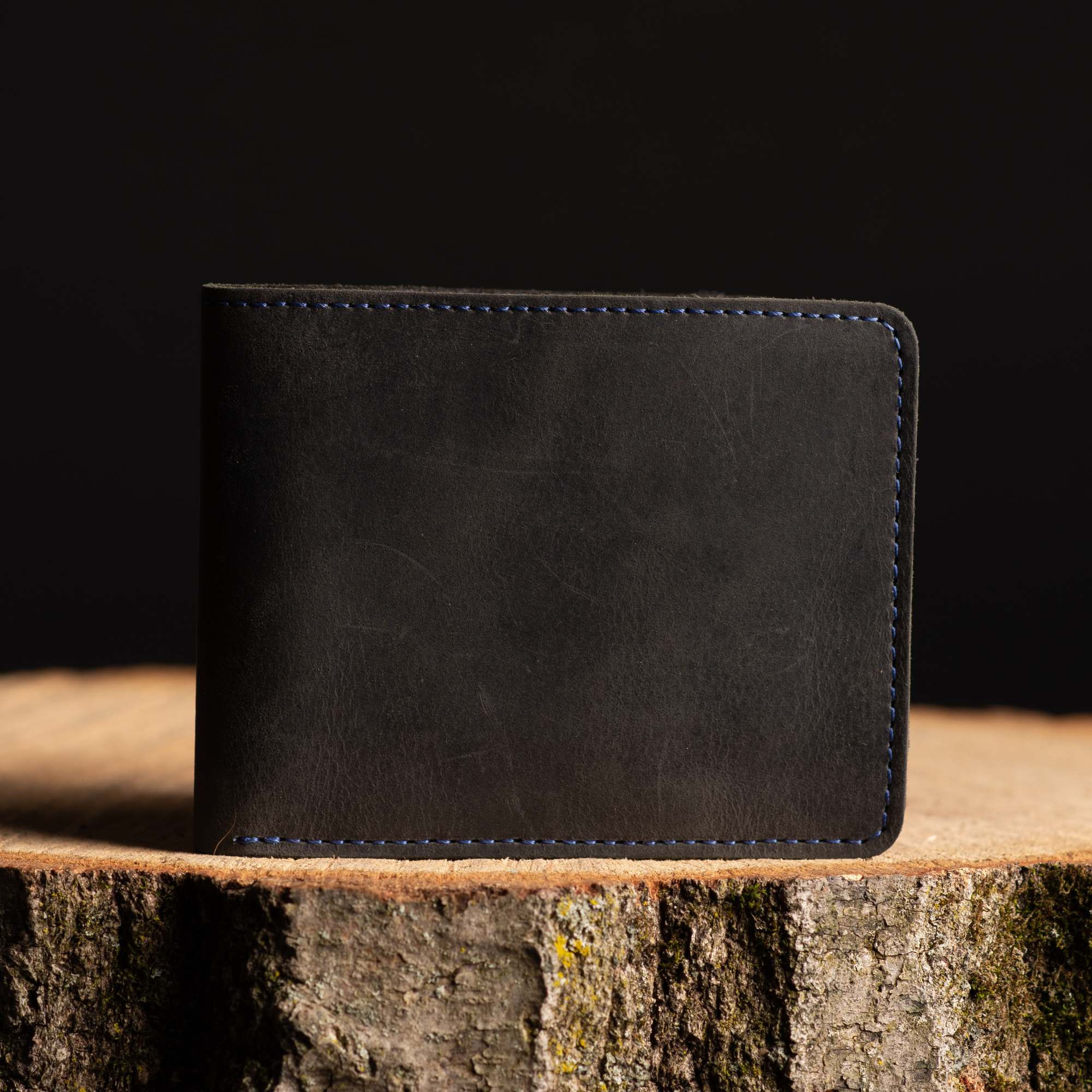 The Diablo Wallet - Black Full-Grain Leather Wallet with Red Stitching