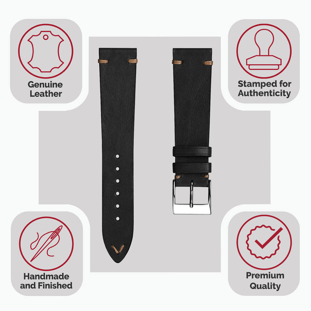 Vintage Cavallo Horse Leather Watch Strap - Chocolate Brown
