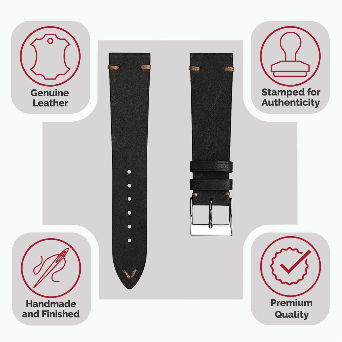 Vintage Cavallo Horse Leather Watch Strap - Chocolate Brown