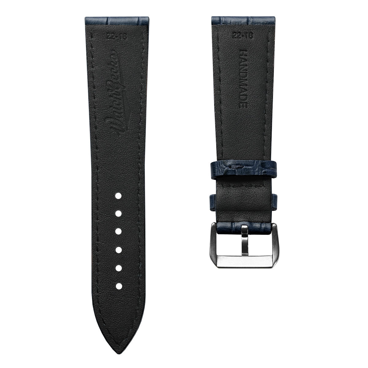 Louvain Croc Strap en Cuir Artisanale - Bleu Foncé, Élégance et Durabilité