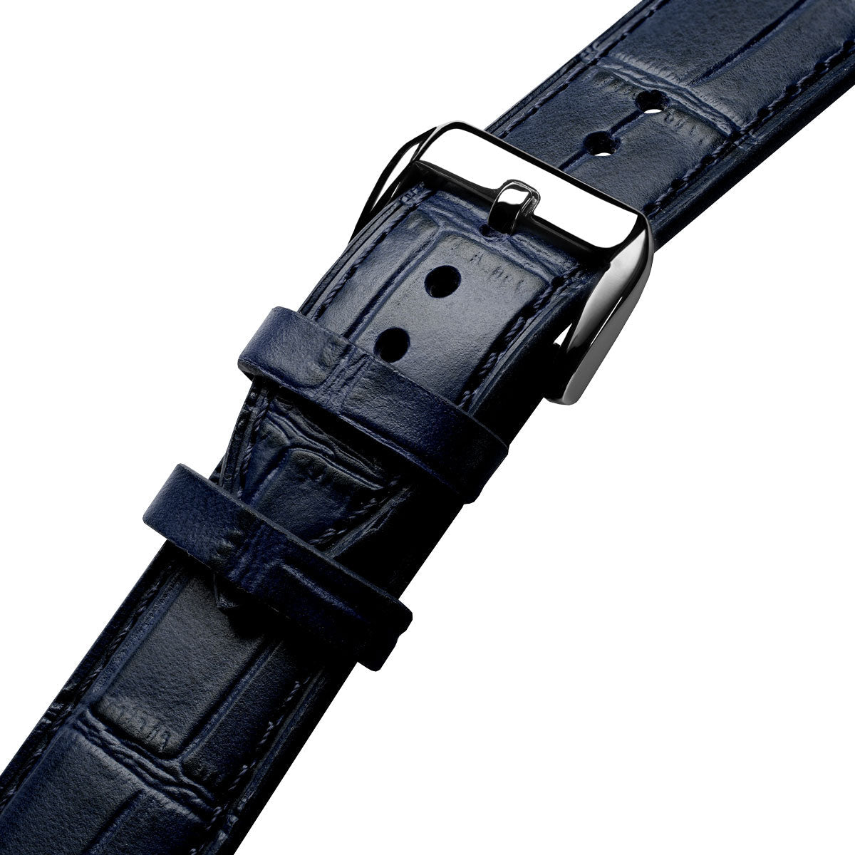 Louvain Croc Strap en Cuir Artisanale - Bleu Foncé, Élégance et Durabilité