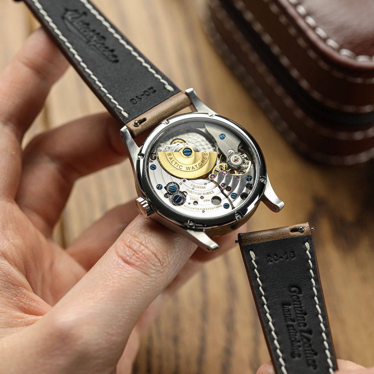 Genuine Horween Chromexcel® Hand-Stitched Watch Strap - Dark Brown