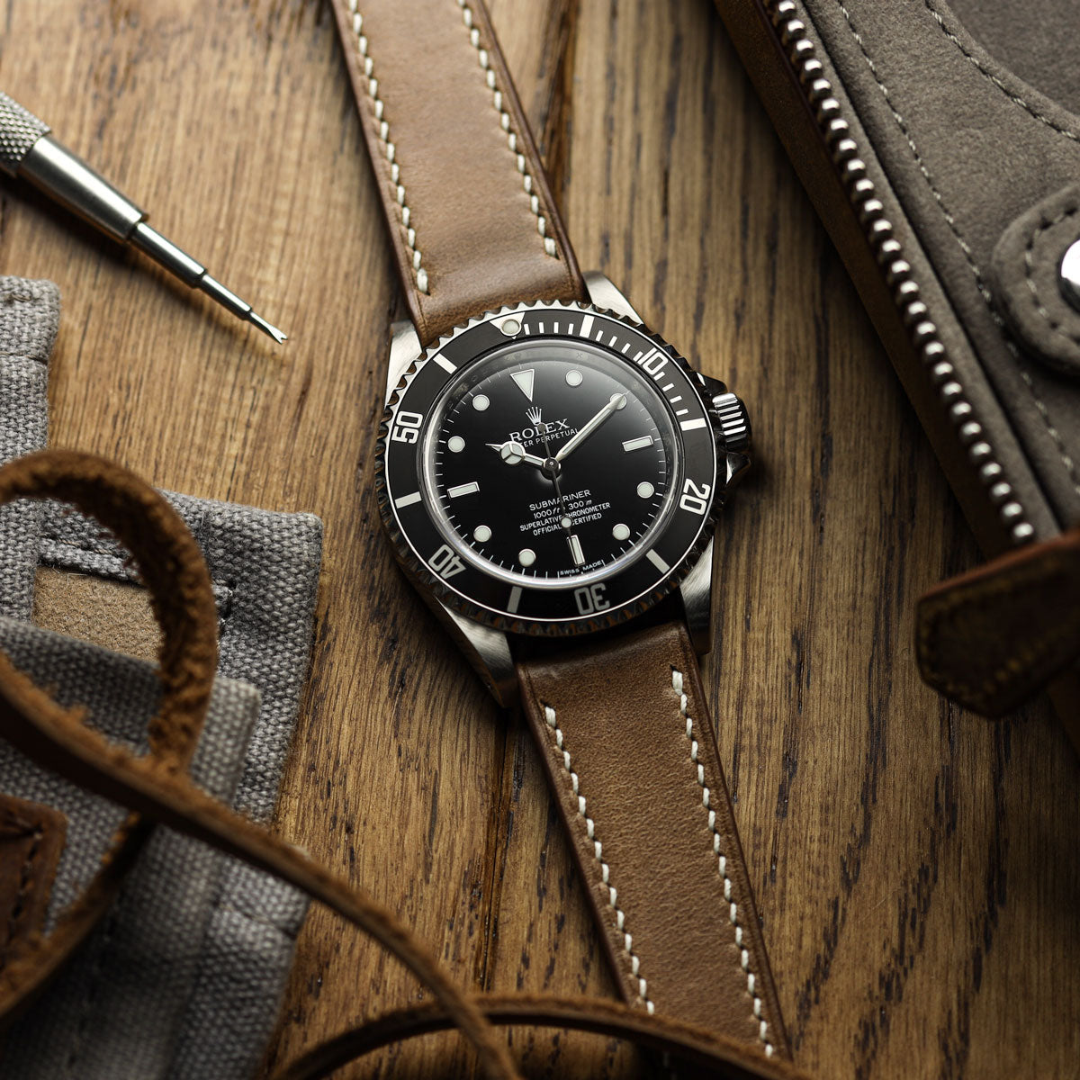 Genuine Horween Chromexcel® Hand-Stitched Watch Strap - Light Brown