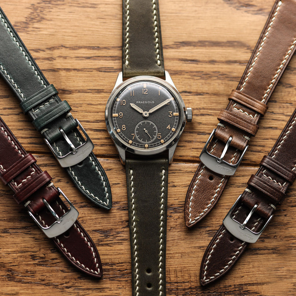 Genuine Horween Chromexcel® Hand-Stitched Watch Strap - Navy