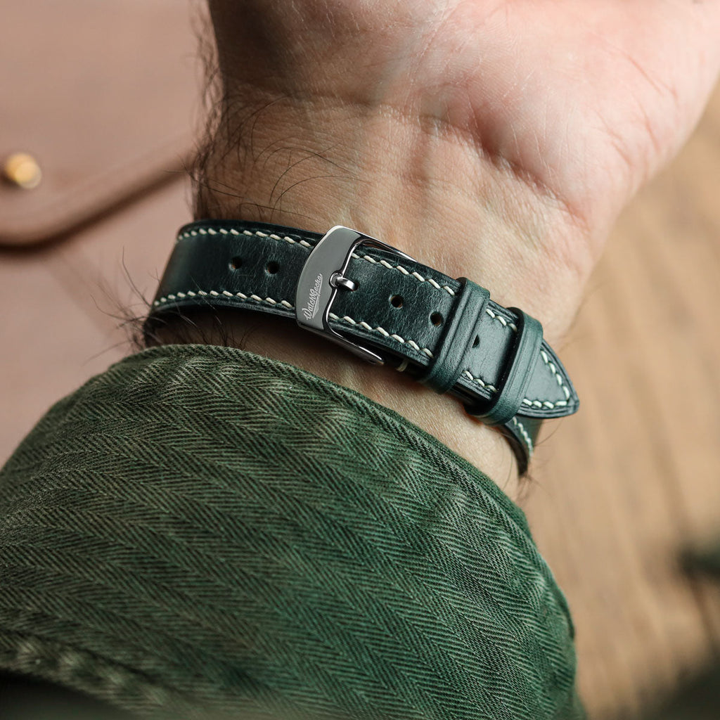Genuine Horween Chromexcel® Hand-Stitched Watch Strap - Black