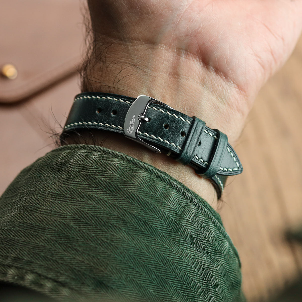 Genuine Horween Chromexcel® Hand-Stitched Watch Strap - Navy