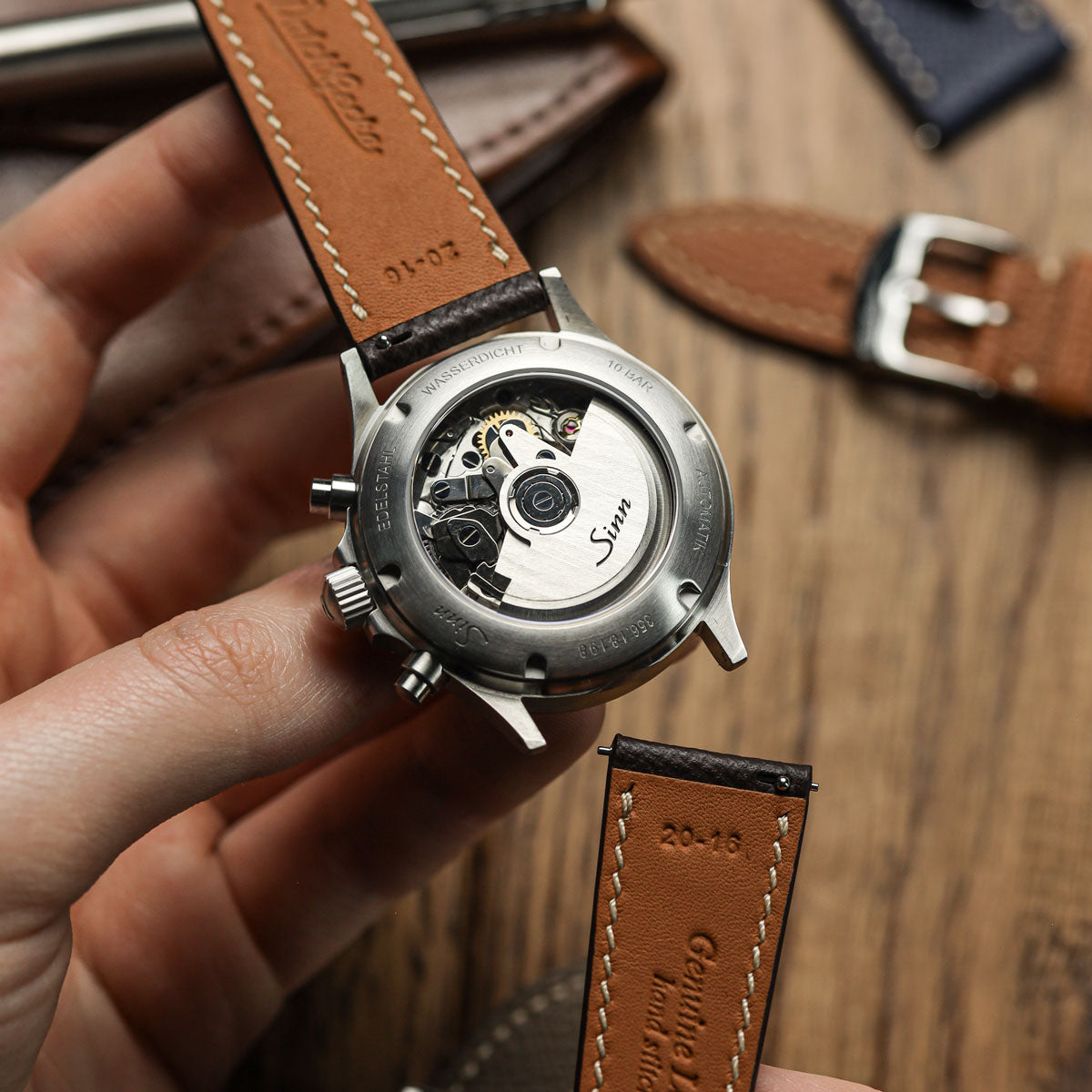 Hanley Textured Epsom Hand-Stitched Leather Watch Strap  - Tan