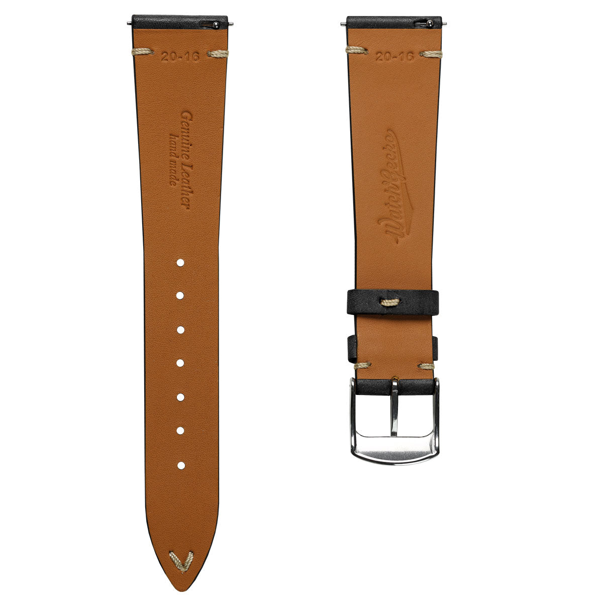 Badalassi Carlo Pueblo V-Stitch Genuine Italian Leather Watch Strap - Black