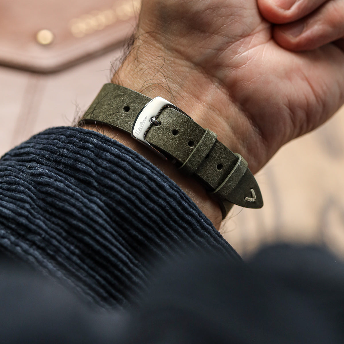 Badalassi Carlo Pueblo V-Stitch Genuine Italian Leather Watch Strap - Ash Green