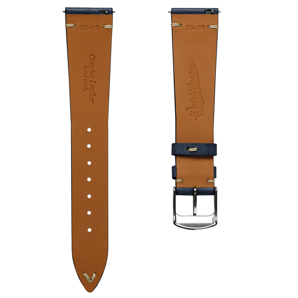 Badalassi Carlo Pueblo V-Stitch Genuine Italian Leather Watch Strap - Dark Blue