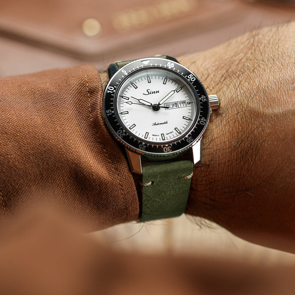 Badalassi Carlo Pueblo V-Stitch Genuine Italian Leather Watch Strap - Earth Green