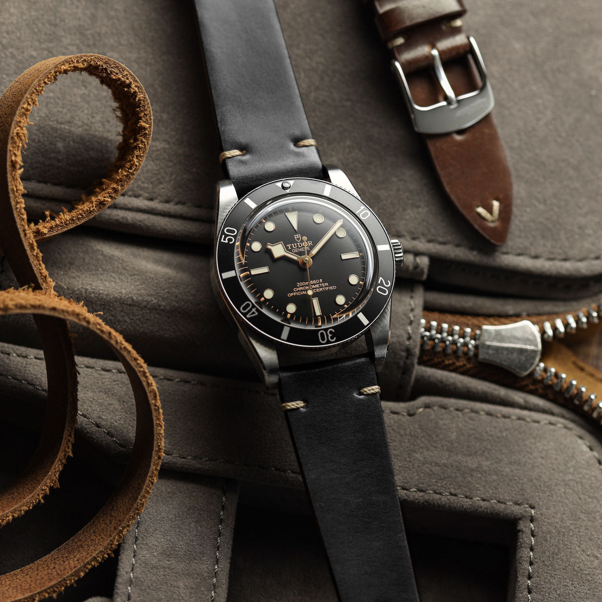 Cromford Horween Shell Cordovan Leather Watch Strap - Black